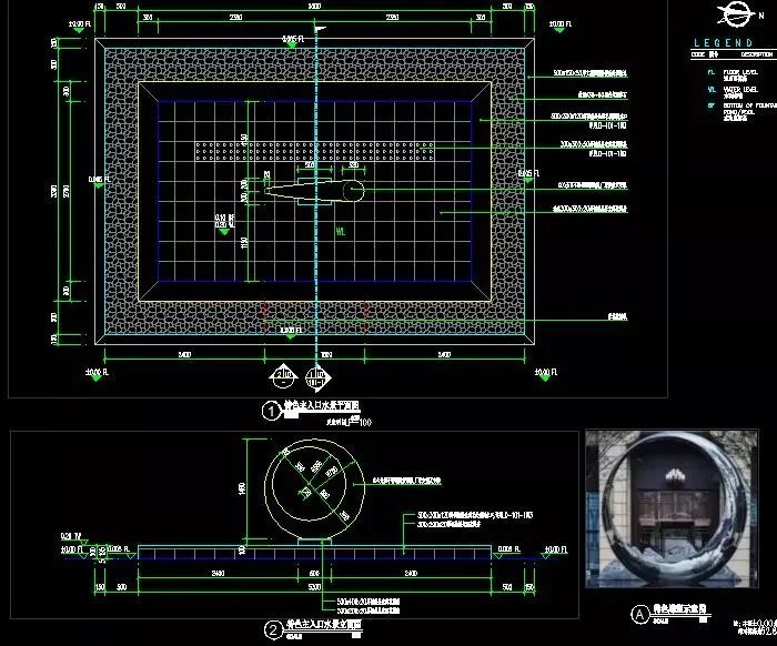 最新整理-经典入口水景-精细施工做法-设计标准参考-五个入口大型水景施工图（其中一个模型加施工图）