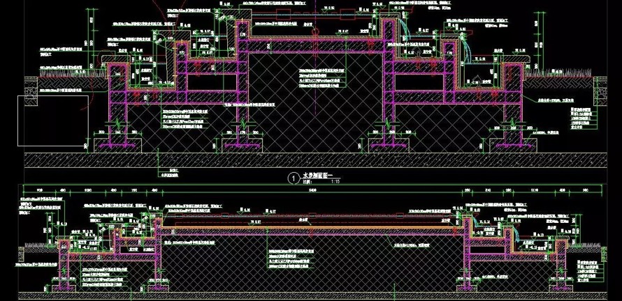 最新整理-经典入口水景-精细施工做法-设计标准参考-五个入口大型水景施工图（其中一个模型加施工图）