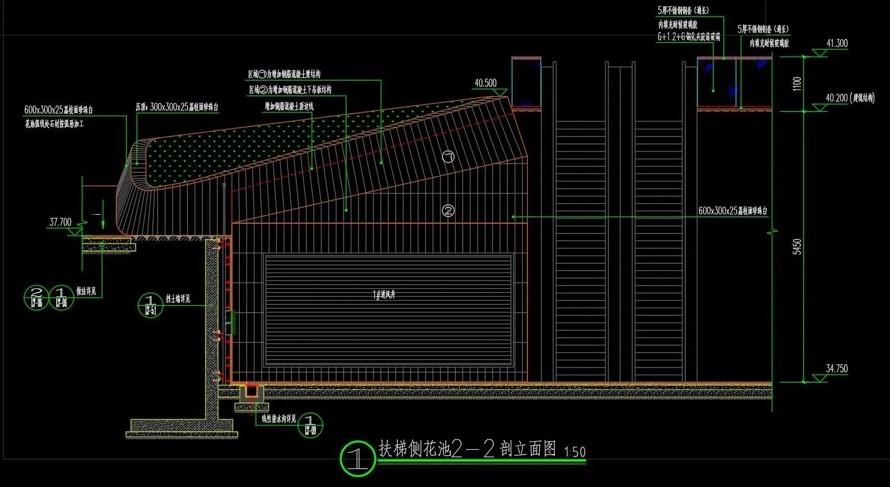 现代商业流线景观-植物绿墙经典做法-某市高端商业中心项目二期景观设计全套施工图（全套施工图包括：园建+绿化+水电）