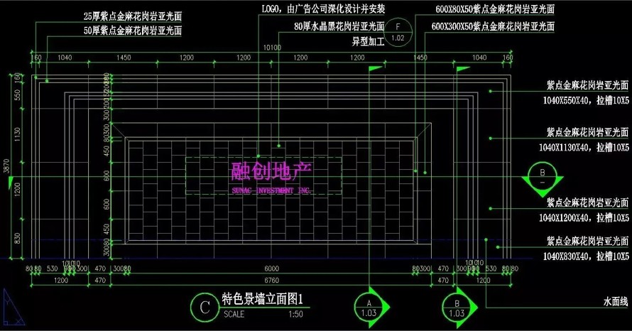 最新整理-收藏级-常用型-融创标准做法之-地产景观七个常用景观墙标准做法施工图（资料包括：七个景墙CAD做法详图）