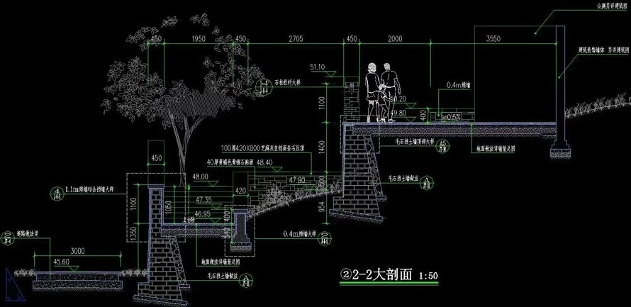 山地公园顶豪项目参考资料-瀑布跌水-草甸河滩-吐水景墙-水上栈道-某城市山地公园景观项目施工图（园建总图和详图+绿化）