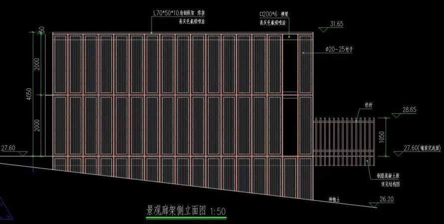 景观盒子-架空栈道-钢构廊架-最新滨江公园-汉江某市城区段综合整治及生态修复项目施工图（全套施工图包括：园建+植物+电气