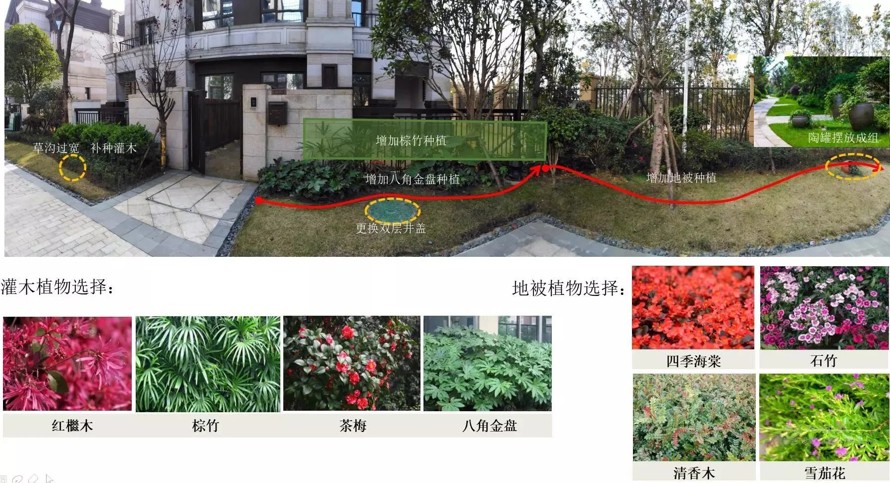 植物配置为主-小品点缀为辅-某高端地产项目售楼处-园林景观品质提升设计方案+施工图（37页高清PPT+施工图）