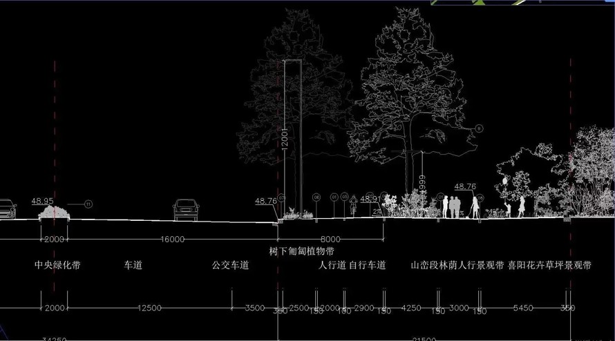 法国岱禾-联手北京古建院-打造涵盖水文段、街市段、山峦段、标准段的城市景观大道精品工程全套施工图（园建+绿化+水电）