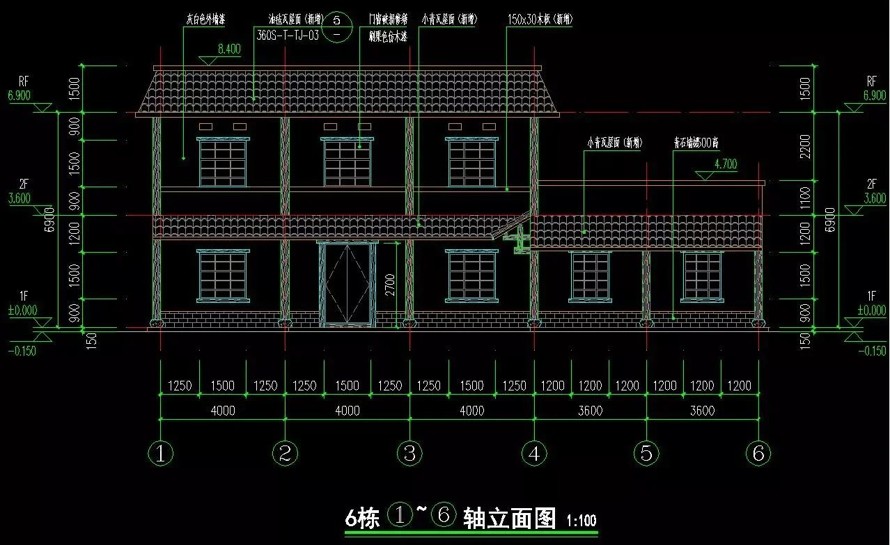 乡土和文化并重-景观和建筑统一-某新农村建设项目14栋民俗建筑外立面改造设计施工图（14栋民俗建筑改造设计施工图）