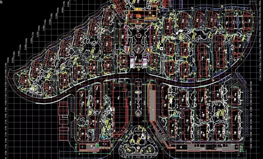 顶豪项目构图参考-泰禾-华润-龙湖地产地产等全国十二个顶豪项目豪宅别墅区大区景观设计CAD总平面图（资包括：12个CAD景观总平图）