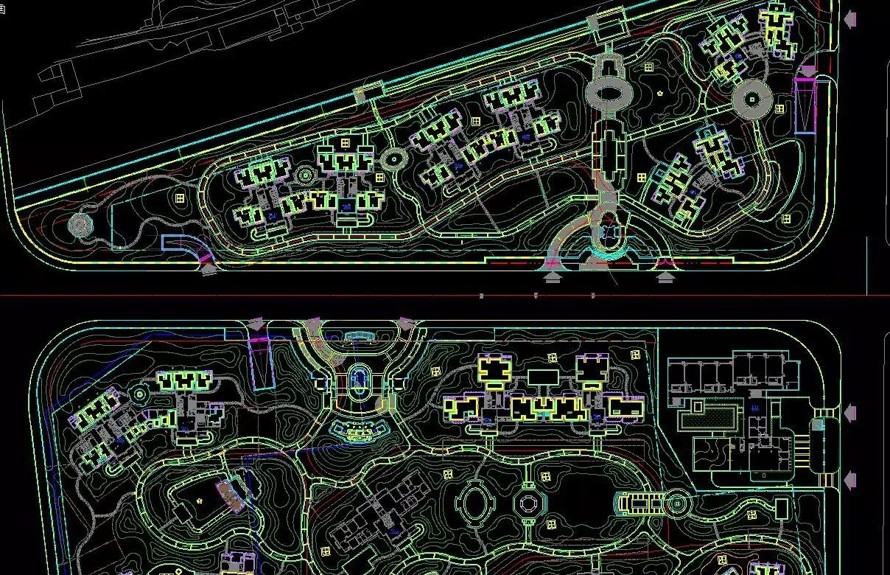 最新整理-方案构图顶豪项目参考-顶豪社区优质景观-全国十二个高端地产景观设计CAD平面参照（12个CAD参照图）
