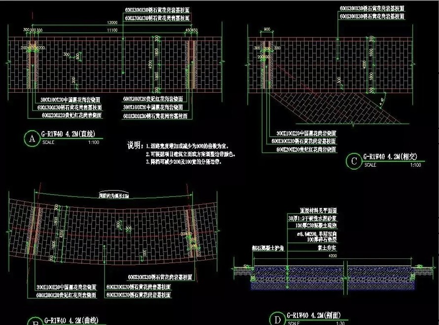 最新首发-铺装施工图标准化模块-透水砖杂拼-曲线路席纹-游步道转换-商业街铺装-园路节点-商业街