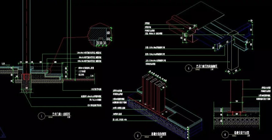 最新整理-极简造型造型现代+极品中式-两个示范区主入口景观设计SU模型+CAD施工图（包括：两个示范区主入口景观模型+施工图）