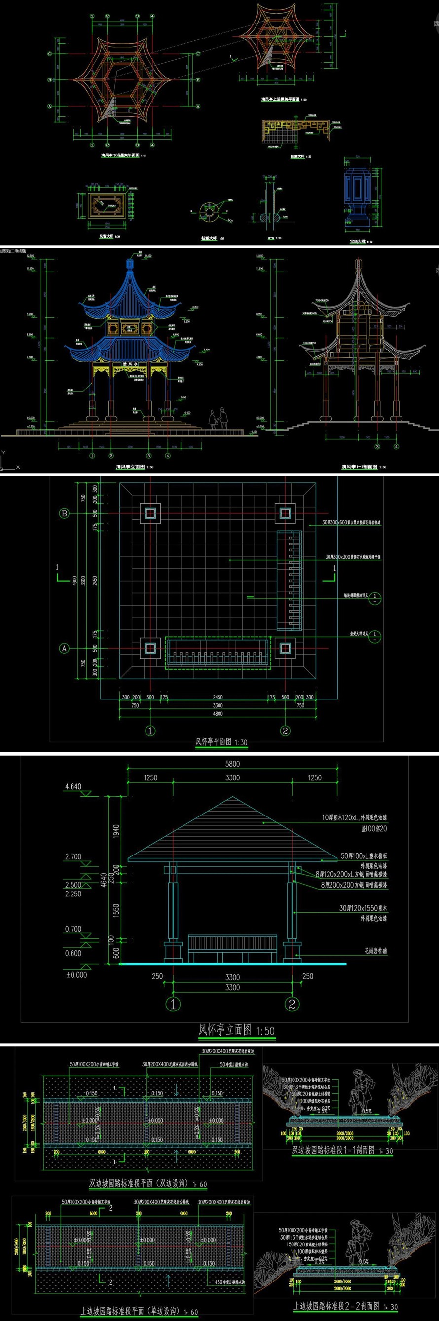 自然中陶冶情操-文化中接受洗礼-某市新城区文化景观工程-廉洁文化公园景观全套施工图（全套包括：园建+绿化+水电+建筑）