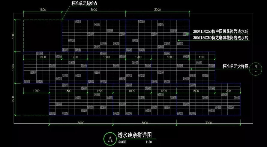 最新首发-铺装施工图标准化模块-透水砖杂拼-曲线路席纹-游步道转换-商业街铺装-园路节点-商业街