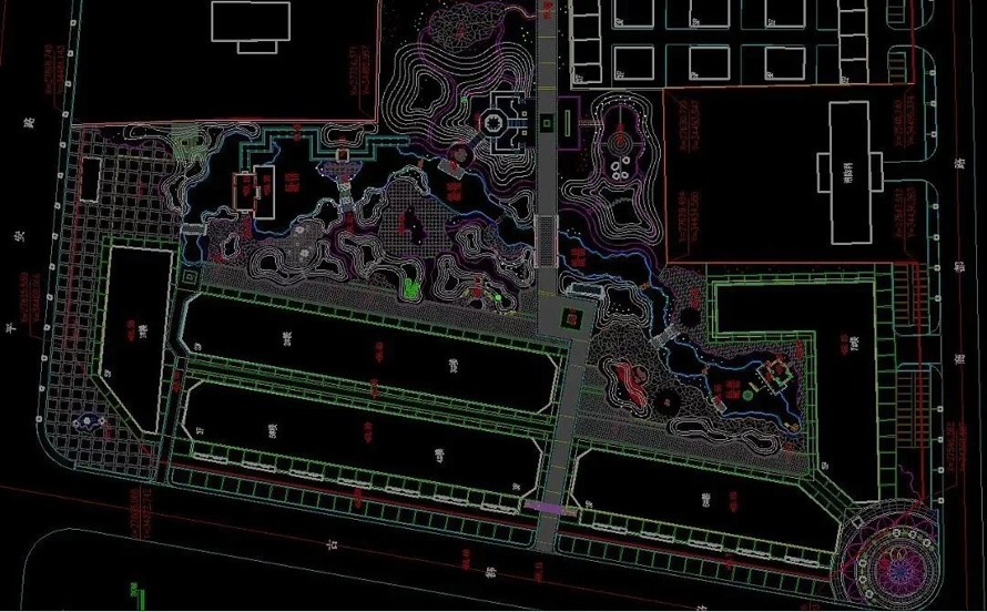 皇家御园、精工细作-某城市古典园林景观设计全套施工图（总图+水系+植物+古建+小品+铺装+绿化种植+室外家具+水电）