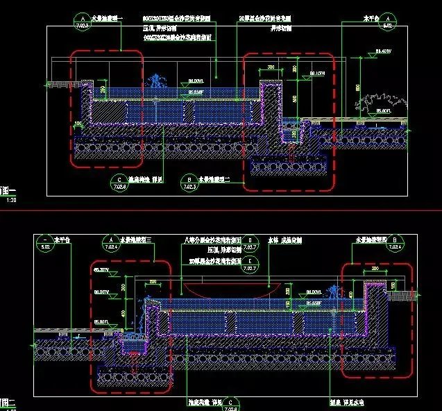 最新整理-经典入口水景-精细施工做法-设计标准参考-五个入口大型水景施工图（其中一个模型加施工图）