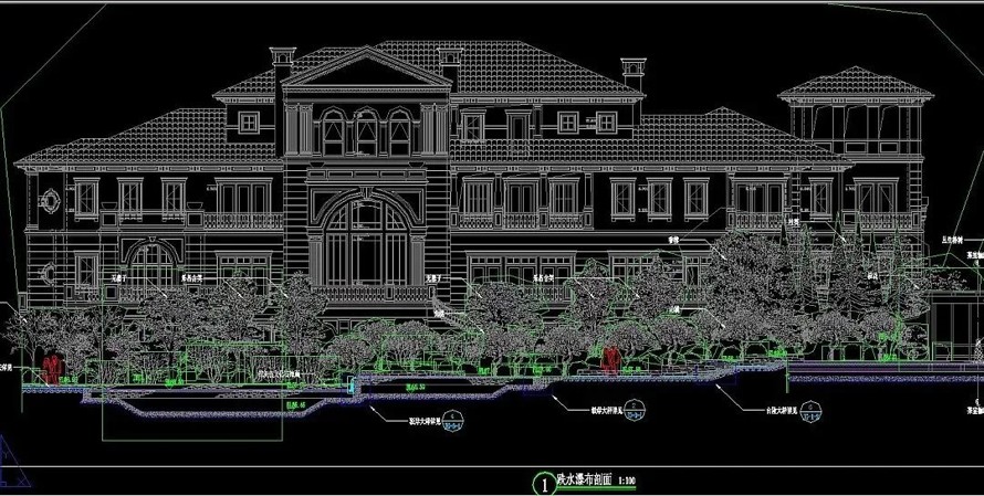 水景（溪流、瀑布、涌泉）-挡墙方向典藏级施工图资料-某国企专家楼景观设计全套施工图（园建+植物+水电+结构）