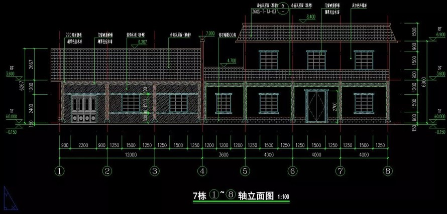 乡土和文化并重-景观和建筑统一-某新农村建设项目14栋民俗建筑外立面改造设计施工图（14栋民俗建筑改造设计施工图）