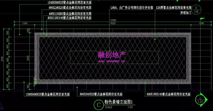 最新整理-收藏级-常用型-融创标准做法之-地产景观七个常用景观墙标准做法施工图（资料包括：七个景墙CAD做法详图）