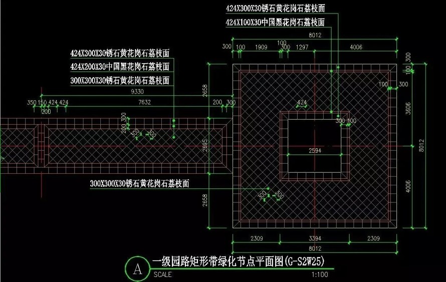 最新首发-铺装施工图标准化模块-透水砖杂拼-曲线路席纹-游步道转换-商业街铺装-园路节点-商业街