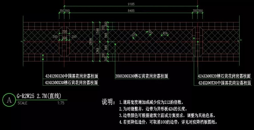 最新首发-铺装施工图标准化模块-透水砖杂拼-曲线路席纹-游步道转换-商业街铺装-园路节点-商业街