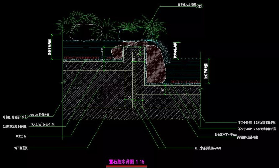 中轴对称的磅礴气势-自然野趣的造景手法-中信某高端地产项目景观设计全套施工图（园建+水电+植物）