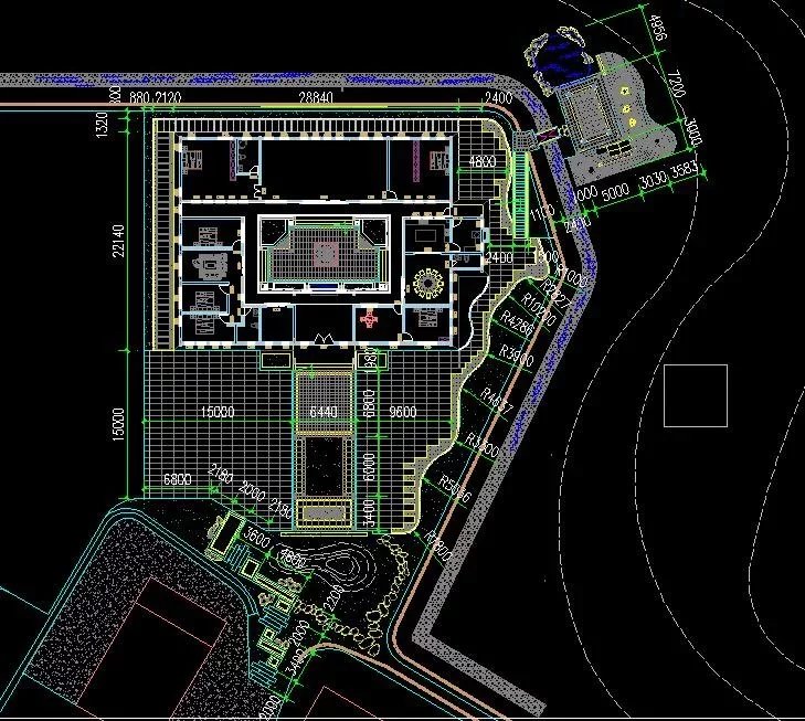 土豪级四合院庭院景观设计方案+超精细SU模型+CAD总图（尺寸标注、物料标注、植物配置）