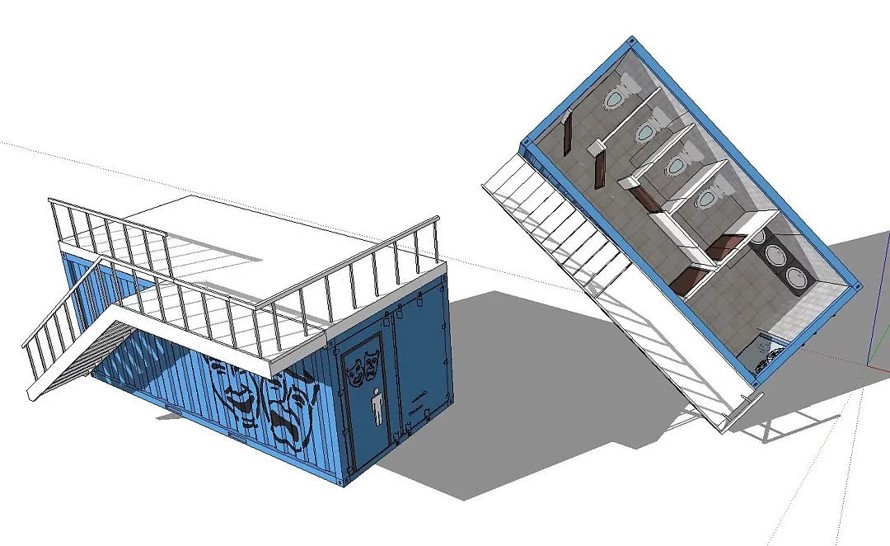 美丽乡村-市政公园等景区建筑小品精品SU模型系列文件之--公共卫生间SU精品模型（该项目资料为：72个精细SU模型文件）