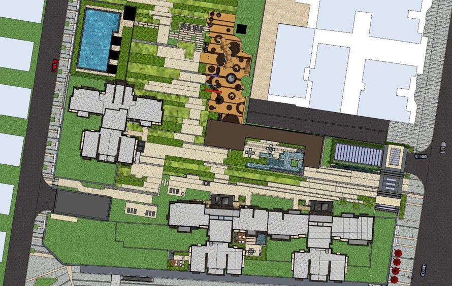 大师级极简造型设计-趣味型儿童设施-高水平精细模型-某现代风格地产项目景观设计SU精细模型