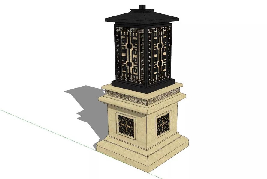 豪宅示范区-大区景观标准化设计-小品系列-景观灯柱标准化-施工图+SU精细模型（14个经典景观灯柱施工图+SU模型）