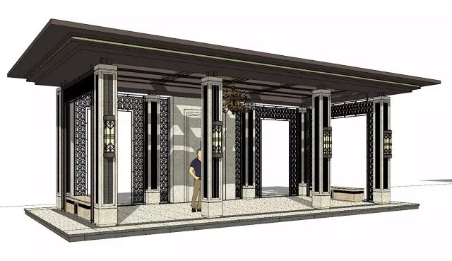 最新整理-新古典主义景观顶豪项目标准化参考资料-某集团景观研究院新古典主义景观模型集合（入口场景+景亭+廊架+景墙+灯柱+）