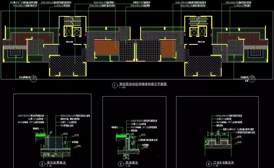 采用45°构图-彰显以人为本理念-广东某高档地产项目景观设计全套施工图（园建+绿化+水电+结构）