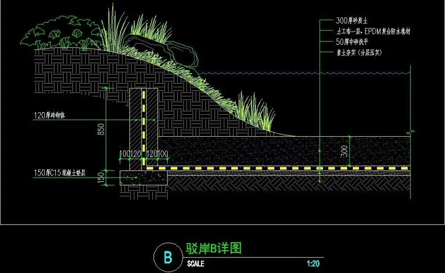 城市进出口开发区-大型人工湖-1.7公里滨湖公园景观规划设计全套园建施工图（包括：全套园建施工图+水电施工图）