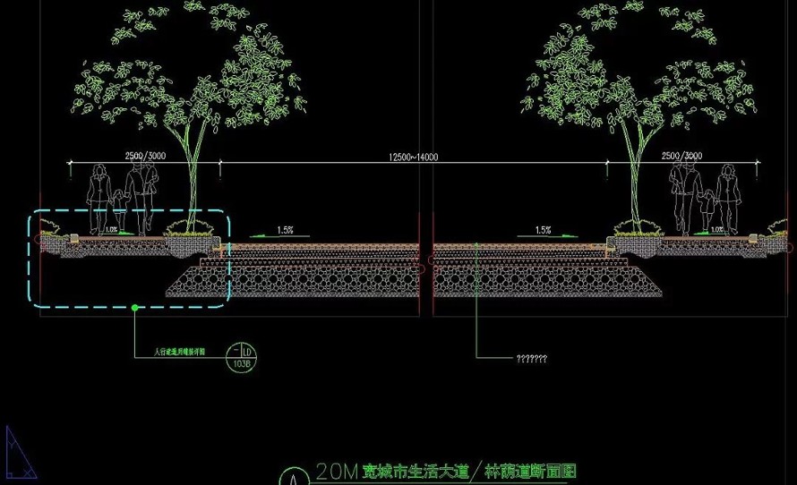 城市中心--主道路景观--浙江青溪新城珍珠大道二期二标景观提质改造设计全套施工图（道路景观设计全套施工图）