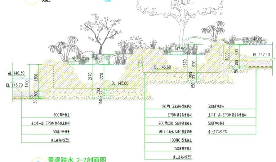 城市进出口开发区-大型人工湖-1.7公里滨湖公园景观规划设计全套园建施工图（包括：全套园建施工图+水电施工图）