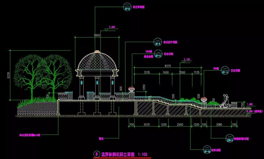 中轴对称的磅礴气势-自然野趣的造景手法-中信某高端地产项目景观设计全套施工图（园建+水电+植物）