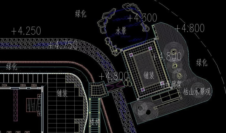 土豪级四合院庭院景观设计方案+超精细SU模型+CAD总图（尺寸标注、物料标注、植物配置）