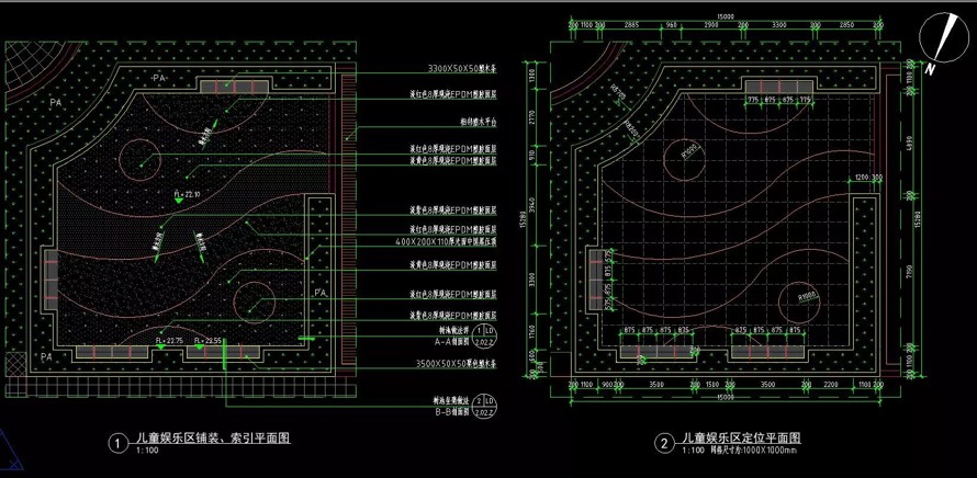 采用45°构图-彰显以人为本理念-广东某高档地产项目景观设计全套施工图（园建+绿化+水电+结构）