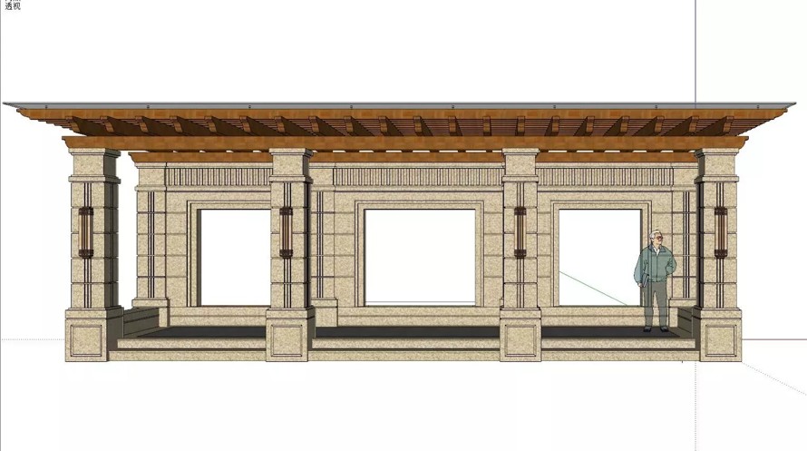 收藏级资料-景观廊架标准化顶豪项目参考资料-某地产集团园林研究院景观廊架标准化设计文件（四个经典廊架SU模型+施工图）