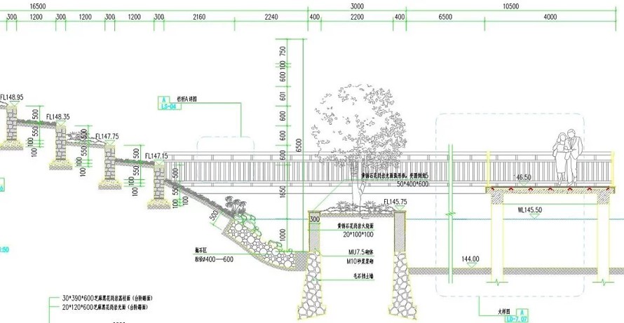 城市进出口开发区-大型人工湖-1.7公里滨湖公园景观规划设计全套园建施工图（包括：全套园建施工图+水电施工图）