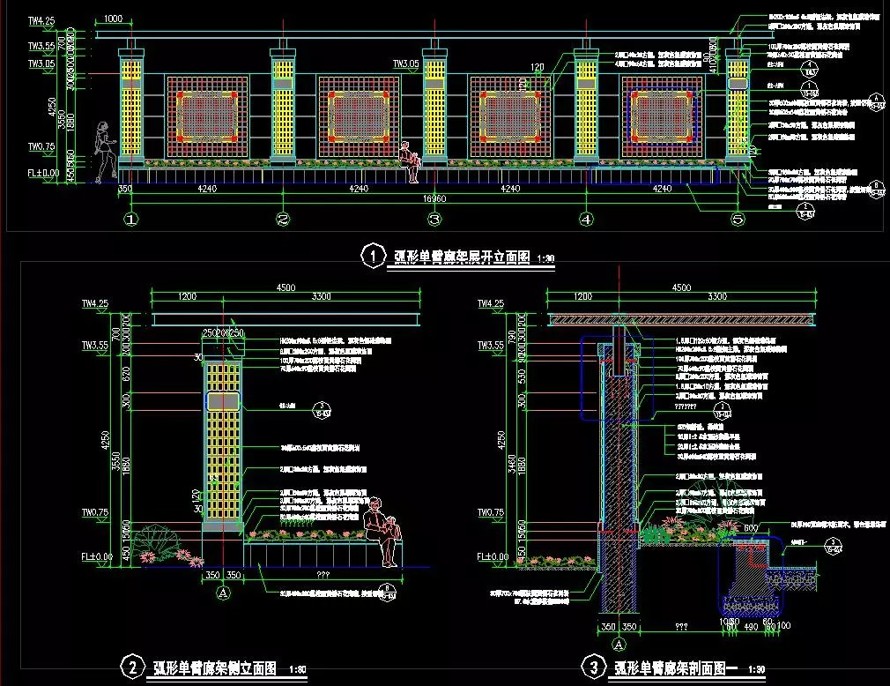 最新整理-九个新古典主义景观经典亭廊施工图（其中四个带SU模型）集合-知名等设计院设计