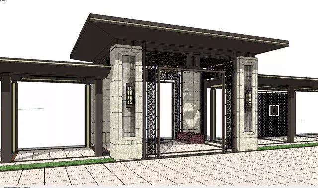 最新整理-新古典主义景观顶豪项目标准化参考资料-某集团景观研究院新古典主义景观模型集合（入口场景+景亭+廊架+景墙+灯柱+）