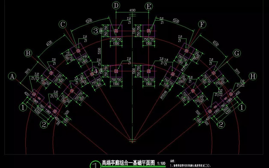 恒大豪宅经典景观构筑-亭廊组合标准设计制图-三个经典亭廊组合标准化施工图+SU模型（三个亭廊组合施工详图+SU精细模型）