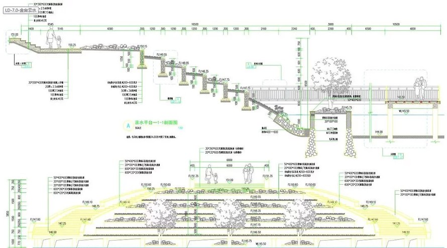 城市进出口开发区-大型人工湖-1.7公里滨湖公园景观规划设计全套园建施工图（包括：全套园建施工图+水电施工图）