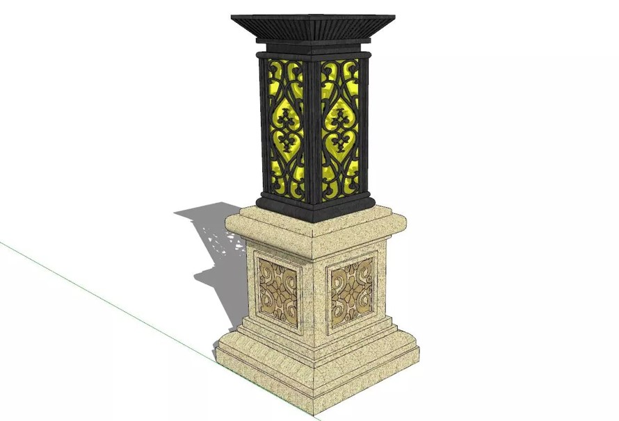 豪宅示范区-大区景观标准化设计-小品系列-景观灯柱标准化-施工图+SU精细模型（14个经典景观灯柱施工图+SU模型）
