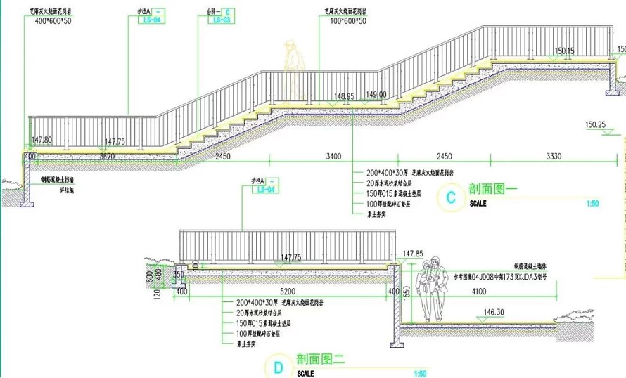 城市进出口开发区-大型人工湖-1.7公里滨湖公园景观规划设计全套园建施工图（包括：全套园建施工图+水电施工图）