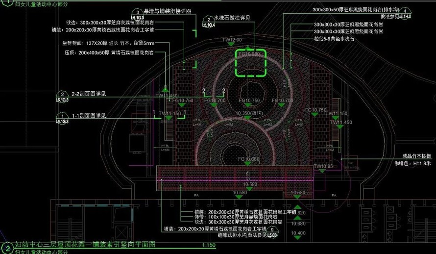 12万㎡城市文化综合体景观施工图--城市文化广场--妇幼保健中心--综合活动区屋顶花园全套施工图（园建+水电+植物）