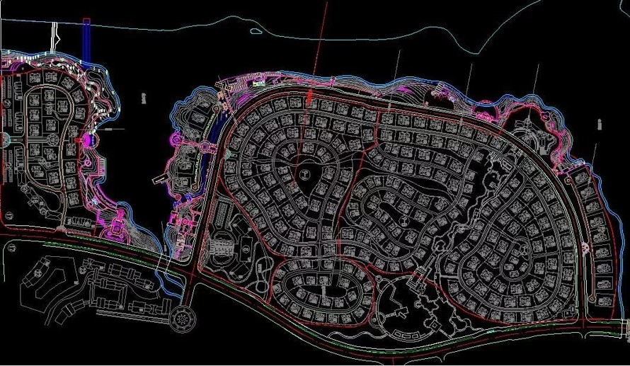 城市进出口开发区-大型人工湖-1.7公里滨湖公园景观规划设计全套园建施工图（包括：全套园建施工图+水电施工图）