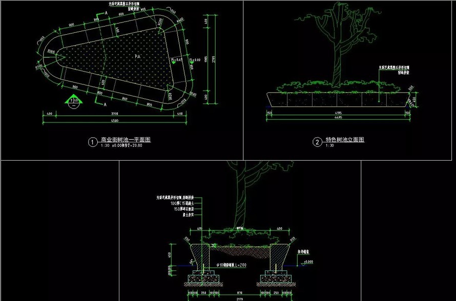 采用45°构图-彰显以人为本理念-广东某高档地产项目景观设计全套施工图（园建+绿化+水电+结构）