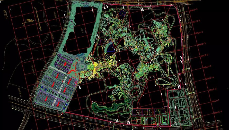 亲子主题乐园经典参考-大型游乐公园精品案例-万达某市大型主题游乐公园超清效果图+CAD总图（38张高清+CAD总图）