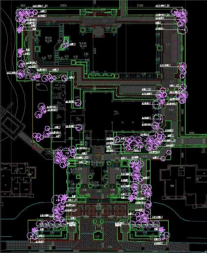 东南亚王室园林标杆项目--海亮某高端地产示范区施工图+高清实景照片（园建+绿化+结构+水电）